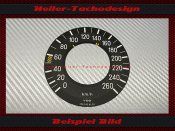 Speedometer Sticker for Mercedes W108 160 Mph to 260 Kmh