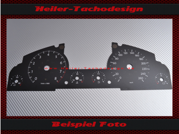 Tachoscheibe für VW Touareg 7L ohne Display 06 bis 010 Facelift Mph zu Kmh